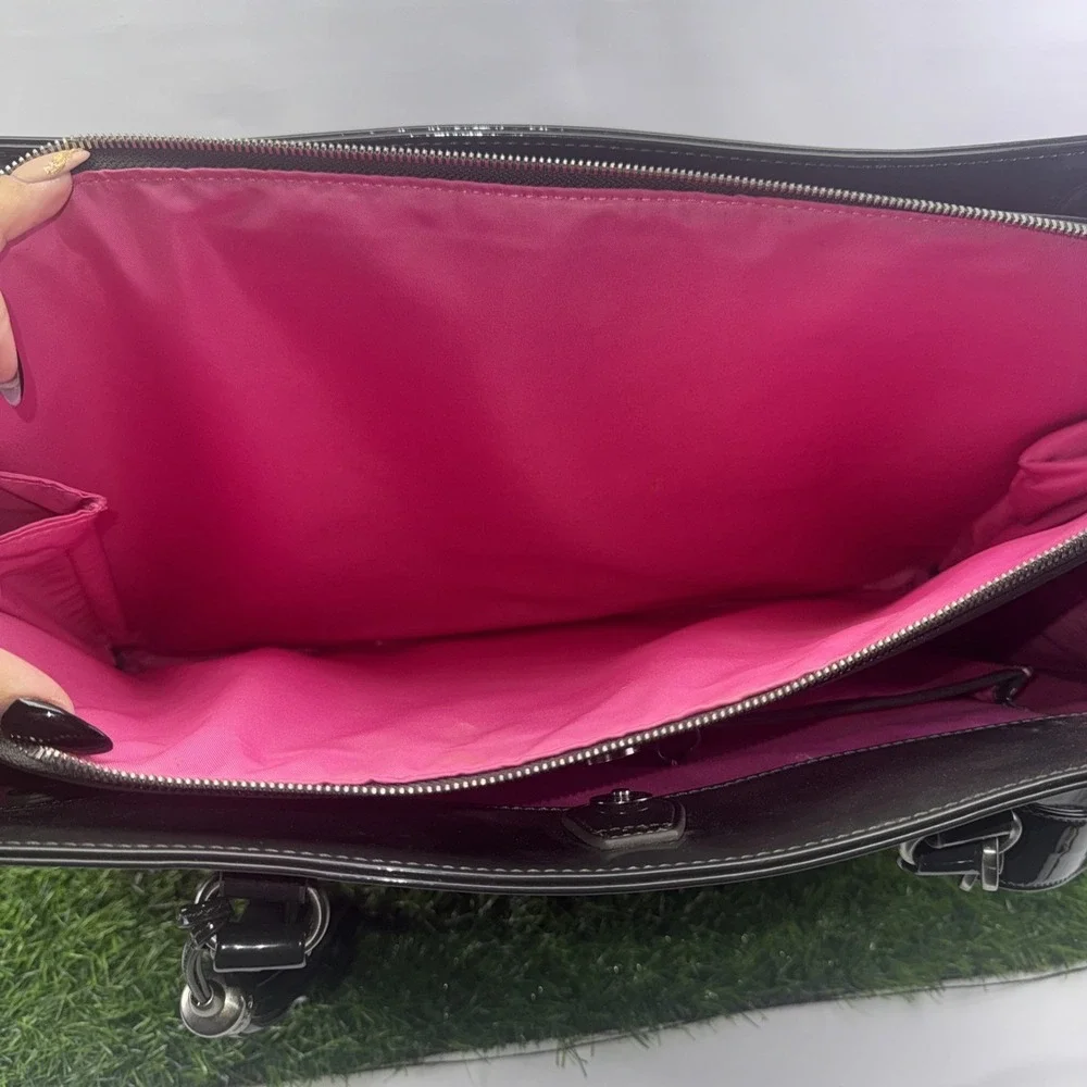 MY BEST FRIEND IS A BAG Black Patent Faux Snakeskin 17